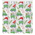 thumbnail image 3 of Cars Shower Curtain, Noel New Year Celebrations Christmas Composition with Green Cars Santa Hats, Fabric Bathroom Set with Hooks, 69W X 84L Inches Extra Long, Lime Green Scarlet, by Ambesonne, 3 of 3