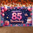 thumbnail image 3 of Pink Glitter Happy 85th Birthday Banner Gold Stars 85th Birthday Display Floral Decor Balloon Design Birthday Backdrop for 85th Birthday Party Senior Celebration Indoor Party, 3 of 3