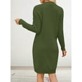 thumbnail image 6 of Women'S V Neck Long Sleeve Above the Knee Relaxed Pullover Fall Sweater Dresses Dark Green L, 6 of 7
