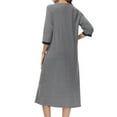 thumbnail image 5 of qolati Women's Zip Up Housecoat Color Block Zipper Front Robe Lightweight Bathrobe 3/4 Sleeve Loungewear Nightgowns with Pockets, 5 of 5