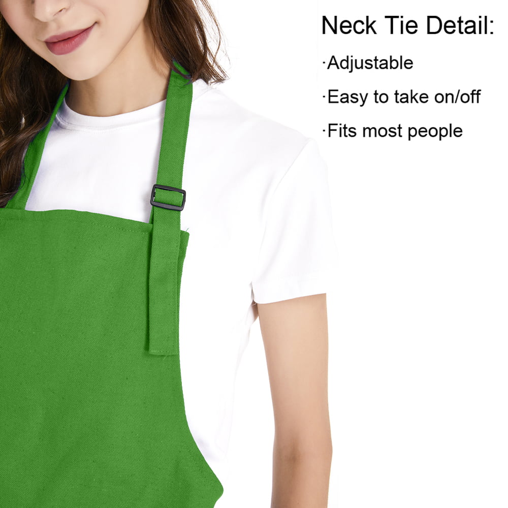 Tosewever 2 Pieces Cotton Linen Waterproof Bib Kitchen Apron  with Pockets - Long Ties Adjustable Neck Strap - Unisex BBQ Cooking Drawing  Crafting Aprons for Women Chef (Grey/Green, 2) : Home & Kitchen