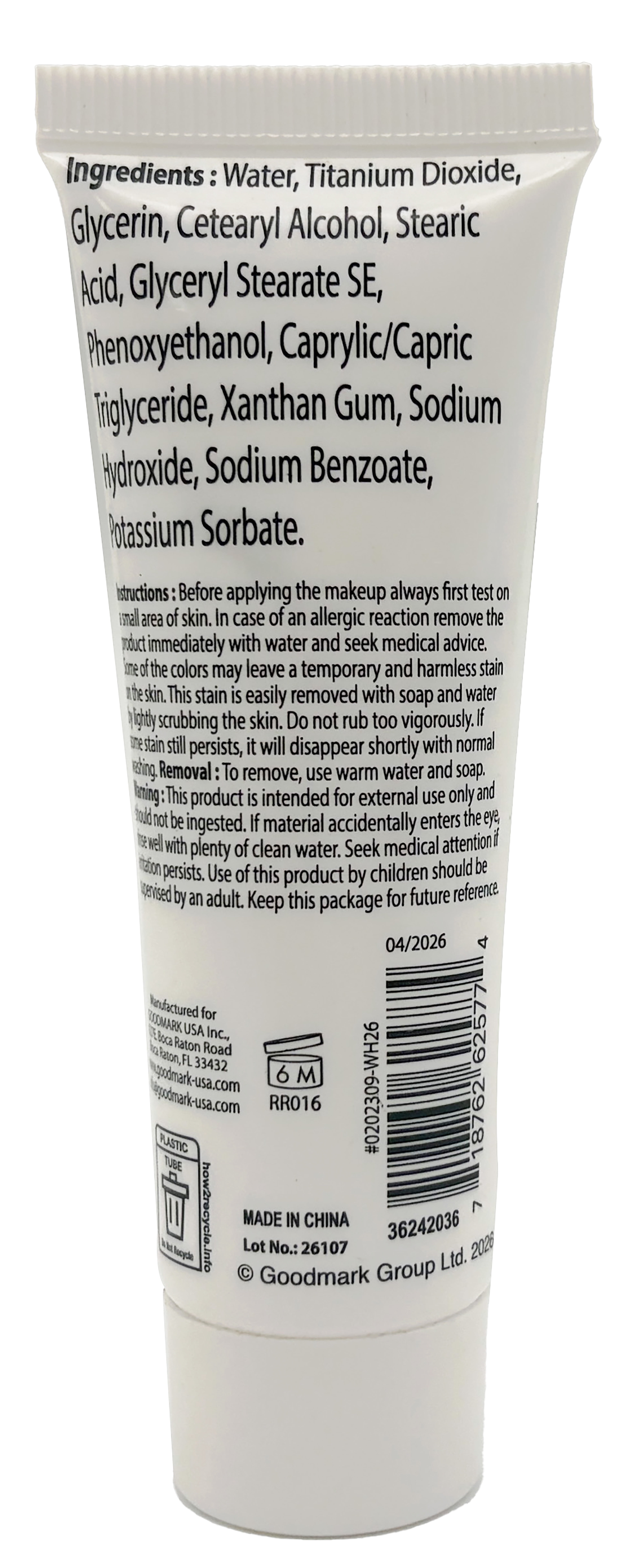 Body Paint, White, 1oz, Halloween Make-Up for Adults, by Goodmark