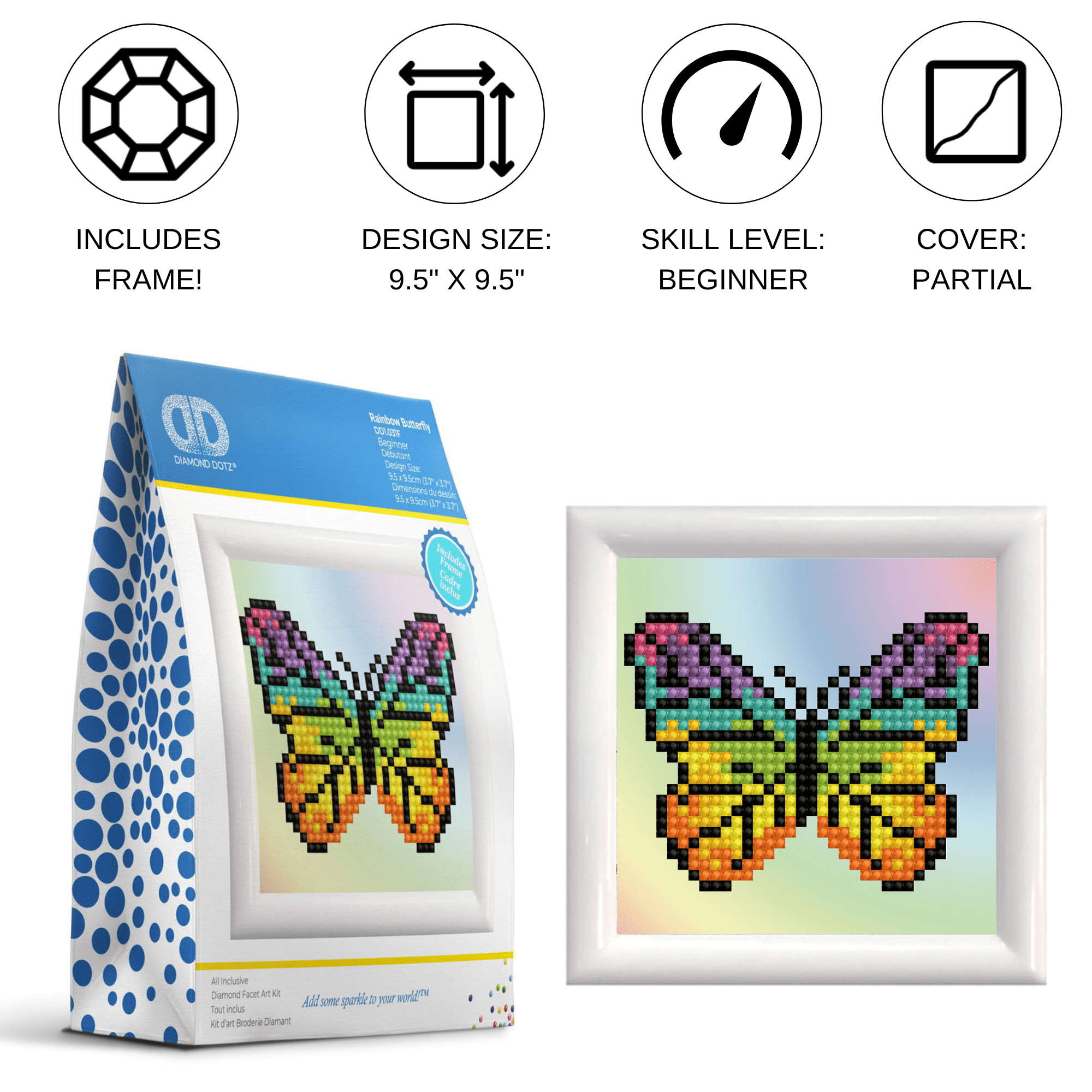 Diamond Dotz Rainbow Butterfly Nature Diamond Painting Kits for Adults - Diamond Art Kits a Relaxing Creative Craft Kit with Dotz Gems 4"x4"