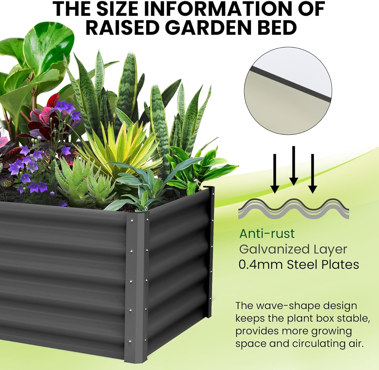 Galvanized Raised Garden Bed,Outdoor Planter Box Metal Patio Kit,Outdoor Rectangular Metal Planter,Planting Bed for Vegetables Flowers Herb