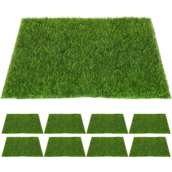 Niceauty 9Pcs Realistic Artificial Turf Green PVC for Model Display Decor