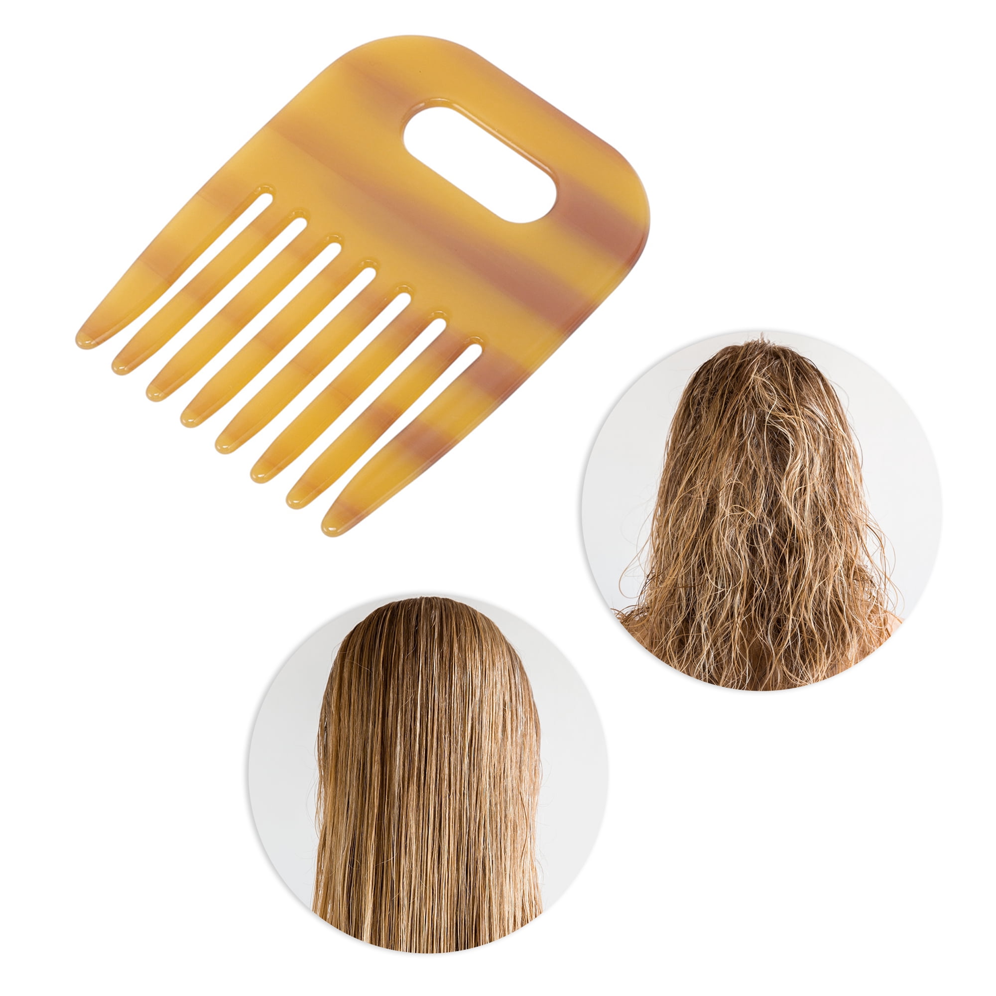 Unique Bargains 1 Piece Women Durable Vintage Acetate Comb for Curly Hair Amber