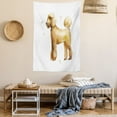 thumbnail image 2 of Poodle Tapestry, Cartoon Style of a Poodle Side Shot Standing on 4 Feet, Wall Hanging for Bedroom Living Room Dorm Decor, 40W X 60L Inches, Pastel Brown Umber Dark Yellow White, by Ambesonne, 2 of 5