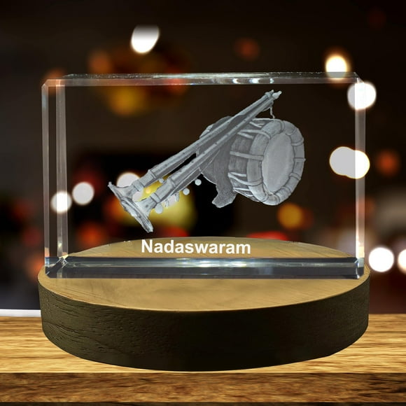 Nadaswaram Instrument 3D Engraved Crystal 3D Engraved Crystal Keepsake/Gift/Decor/Collectible/Souvenir