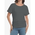 thumbnail image 5 of Womens Casual T Shirts Dolman Short Sleeve Shirts Boat Neck Ruched Tops Summer Lightweight Clothes, 5 of 6