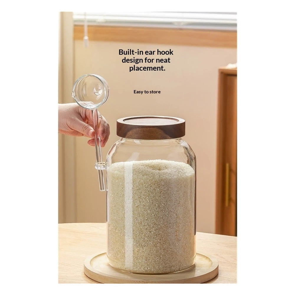 Glass Jar with Lid , Borosilicate Large Glass Flour Sugar Storage Containers for Tea,Cereal, Egg and More,Leak-proof Screw Lid (1 Spoons)1250ml