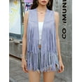 thumbnail image 4 of Yesfashion Women's Fringe Vest 70s Hippie Sleeveless Tassel Long Cardigan Jacket Cowgirl Western Tops, 4 of 9