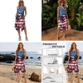 thumbnail image 5 of Whosucclay American Flag Palm Tree Print Matching Hawaiian Outfits for Couples 4th of July Mens Shorts Sleeve Graphic Shirts and Wommens Summer Sleeveless Midi Dress with Pockets, L, 5 of 7