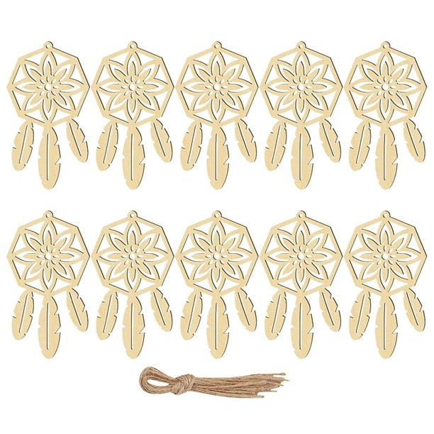20 piezas de red atrapasueños para decoración del hogar, colgante de madera, adornos creativos de pared, atrapasueños (beige, quinto patrón)