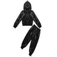 thumbnail image 3 of iiniim Kids Boys Shiny Sequined Hip Hop Jazz Dance Costumes Hooded Top with Pants Set 100-160, 3 of 7