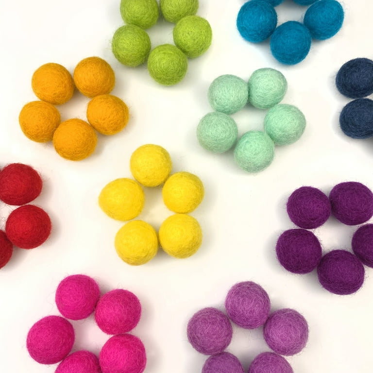 Wildflower by Hu Hands Rainbow Party - 100% Handmade Wool Felt Pom