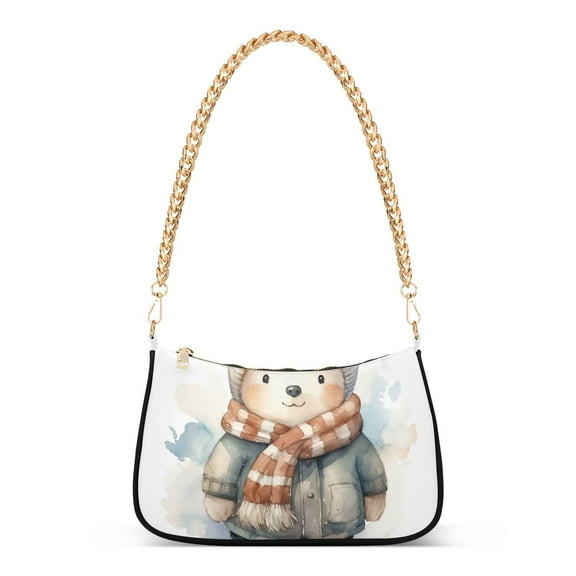 Bear Coat Scarf HatWomen Small Shoulder Bag Crossbody Tote Hobo Bags Purse Clutch Handbags with Chain Strap for Women