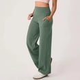 thumbnail image 4 of yueewhu Wide Leg Pants for Women Loose Yoga Pants with Pockets Petite/Regular/Tall Stretch Casual Lounge Pants (Light Green, XXL), 4 of 7