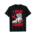 thumbnail image 2 of Camiseta de San Valentín con diseño de dinosaurio "Robo corazones" para niños y hombres., 2 of 7