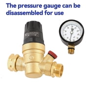 RV Water Pressure Regulator Valve, 3/4 Brass Lead-Free Adjustable Water Pressure Reducer with Gauge and Inlet Screen Filter for RV Camper Travel Trailer