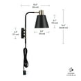 thumbnail image 5 of Globe Electric 51374 Novogratz x Globe 1-Light Plug-In or Hardwire Wall Sconce, Matte Black - Antique Brass Accents, Black Cloth Cord, 5 of 9