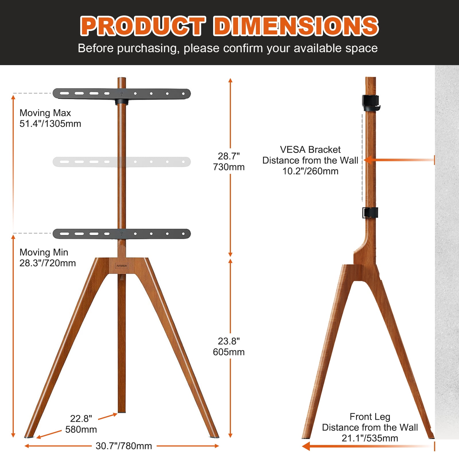 PUTORSEN Premium Wood Easel TV Stand