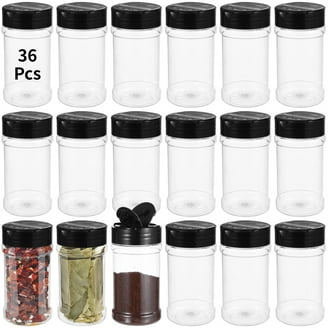 Nakpunar 6-Pack 6 Oz Square Glass Spice Jars - Black Shaker Lids & Airtight Caps