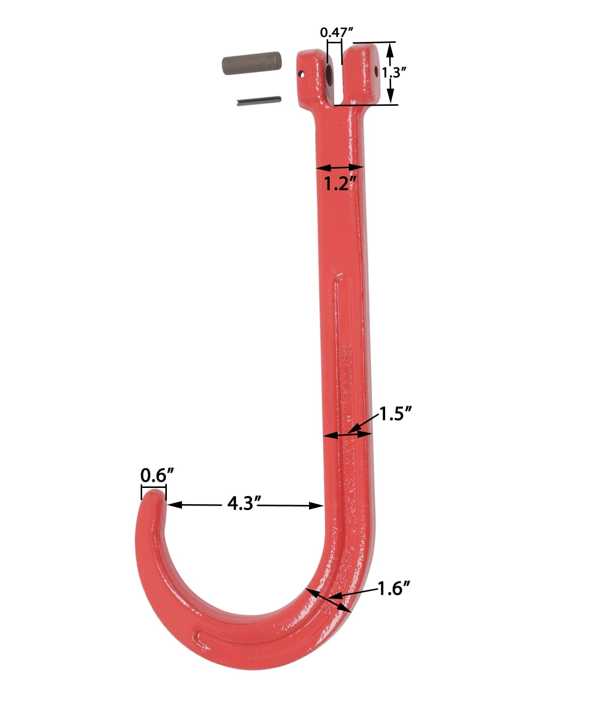 15" Inch J Hook Heavy Duty Grade G80 Tow Axle Strap Wrecker Roll back Clevis Load Limit 7100#