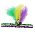 thumbnail image 1 of Diadema de lentejuelas de Mardi Gras para el cabello para suministros de fiesta de carnaval Pluma tricolor, 1 of 9
