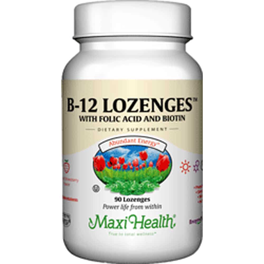 Maxi Health Kosher B12 Lozenges with Folic Acid and Biotin 90