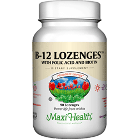 Maxi Health Kosher B12 Lozenges with Folic Acid and Biotin - 90 Chewables