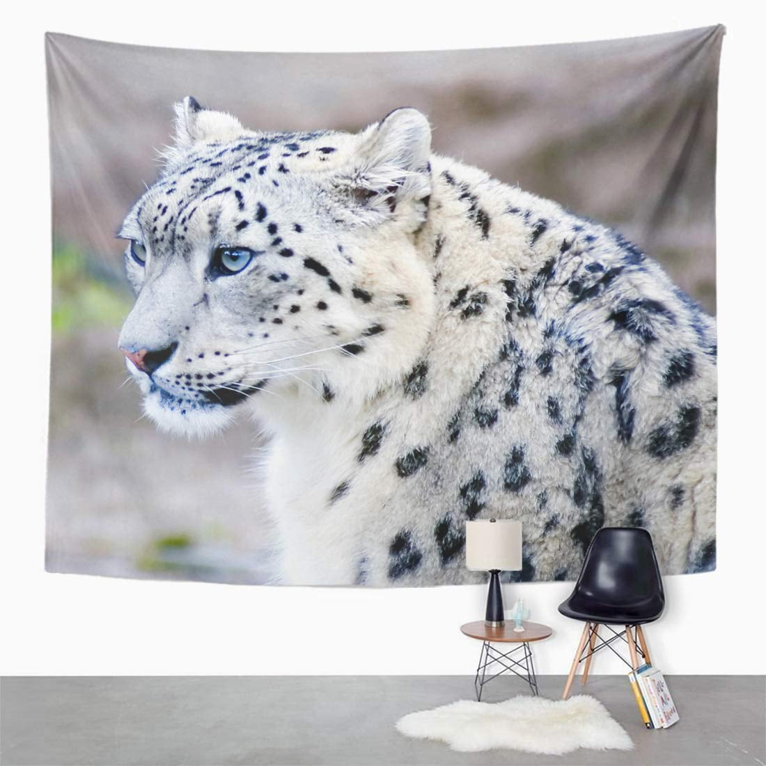 XDDJA Blue Zoo The Rare Snow Leopard White Wall Art Hanging Tapestry Home Decor for Living Room Bedroom Dorm 60x80 inch Walmart