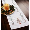 Christmas Holly Stamped Embroidery Table Runner, 14X44