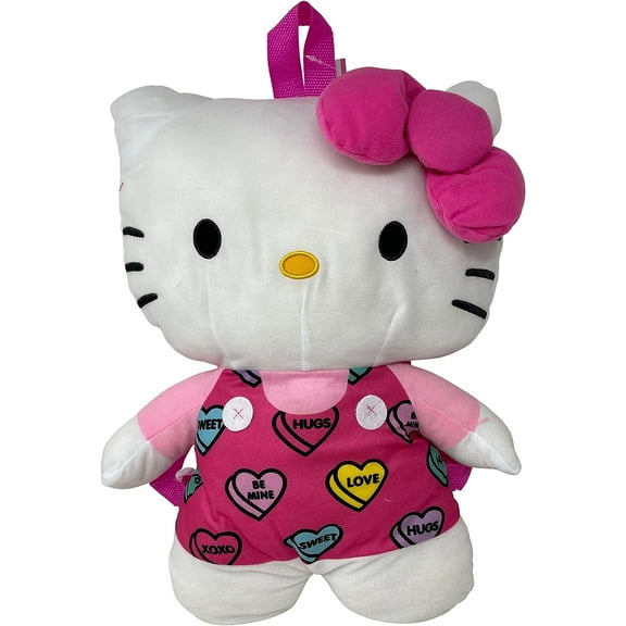 Hello Kitty 18" Hearts Plush Backpack