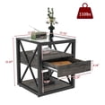 thumbnail image 6 of GZXS Modern Industrial End Table with Drawer, 3-Tier Square Nightstand with Clear Tempered Glass Top and Metal Frame, 1 Pack, Rustic Wood Grain, 6 of 10