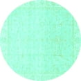 thumbnail image 1 of Ahgly Company Machine Washable Indoor Round Abstract Turquoise Blue Modern Area Rugs, 6' Round, 1 of 4