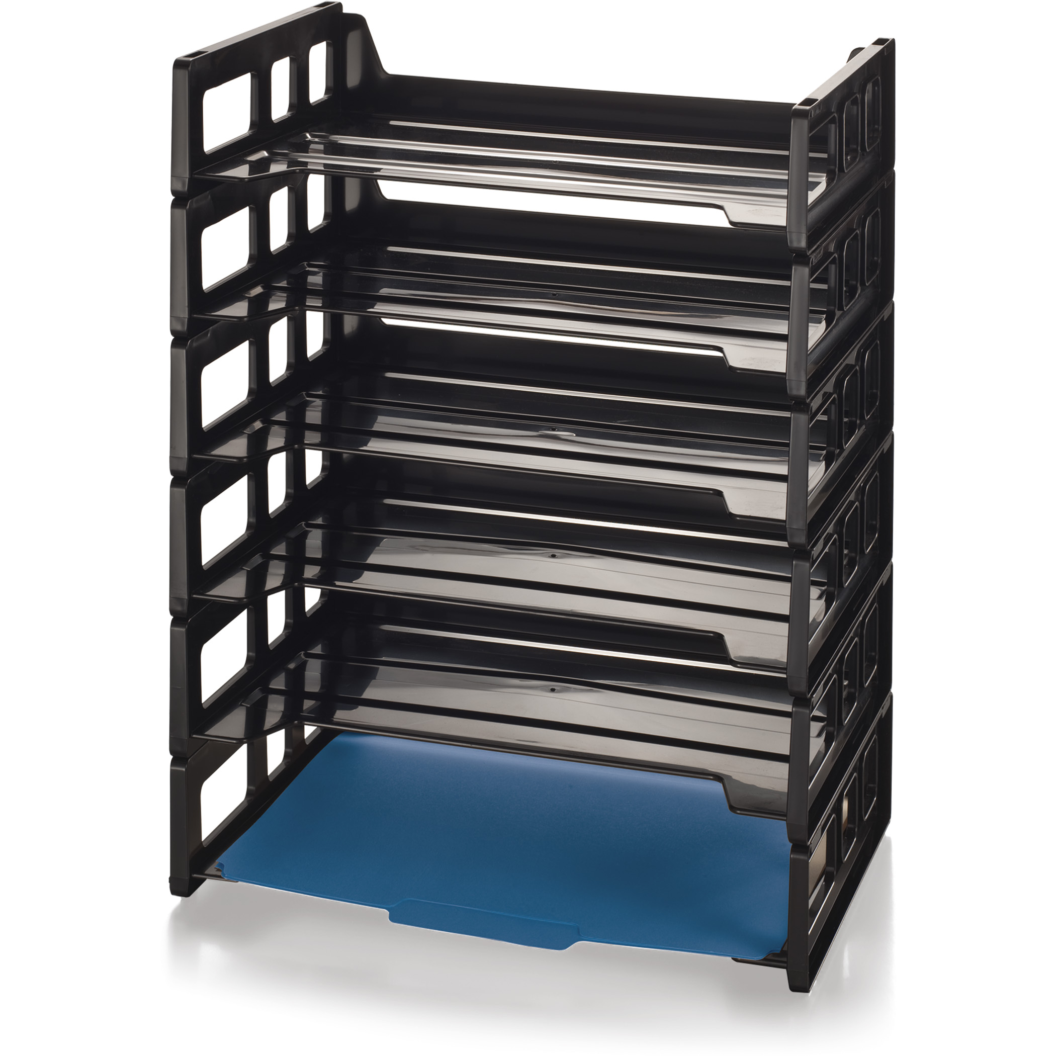 2 Pack Black 1InTheOffice Letter Trays for Desk Stackable Front-Load Mesh Desk Tray Organizer