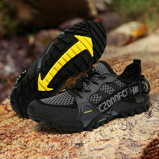 Chaussures Pieds Nus pour Hommes en Maille Respirante Séchage Rapide Lacet Élastique pour Randonnée Cyclisme