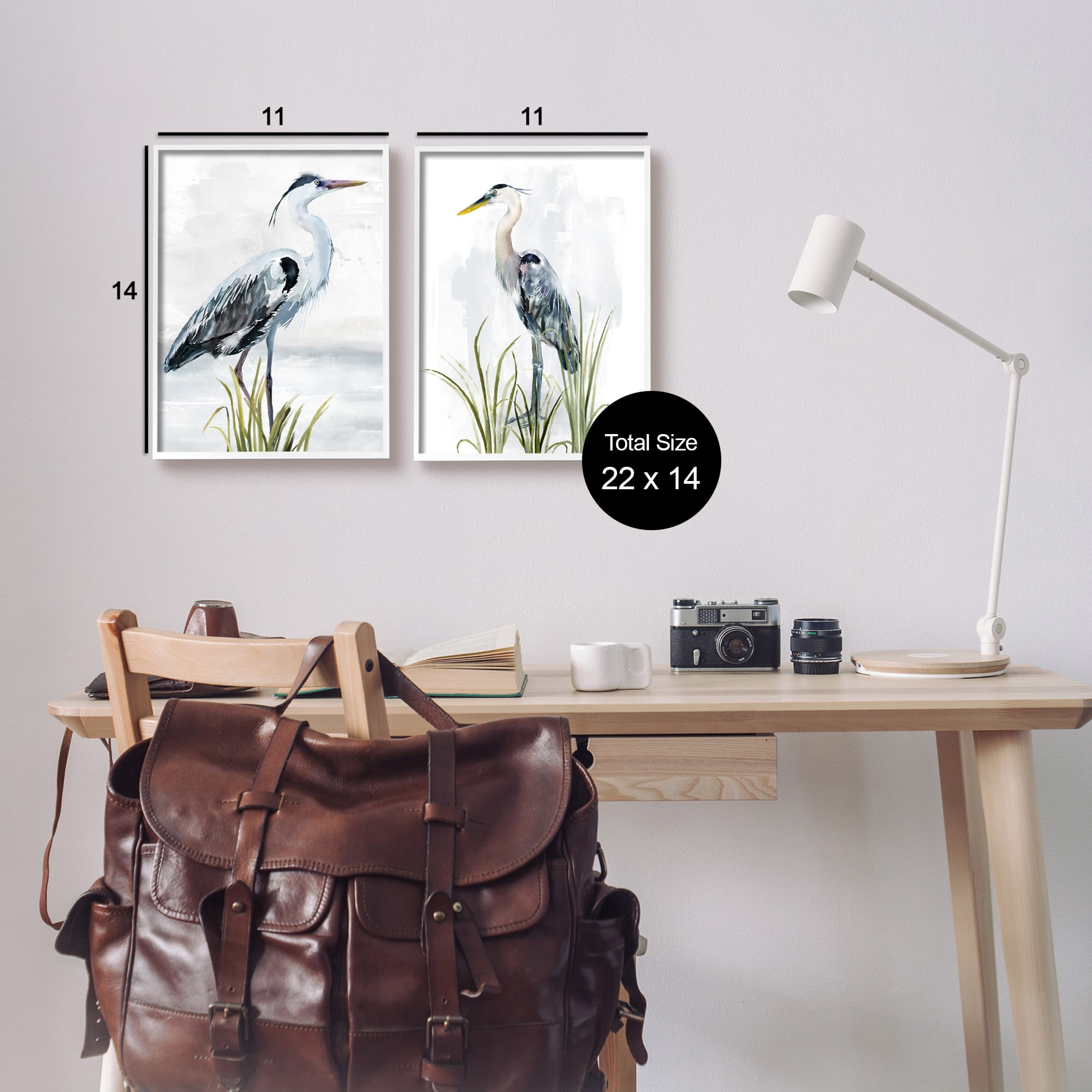 Stupell Industries Soft Nautical Egrets Animals & Insects Painting White Framed Art Print Wall Art, 11 x 14, Set of 2