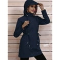 thumbnail image 4 of Women Waterproof with Hood Trech Coat for Women Light-Weight Raincoats Packable Windbreaker Navy Blue M, 4 of 8