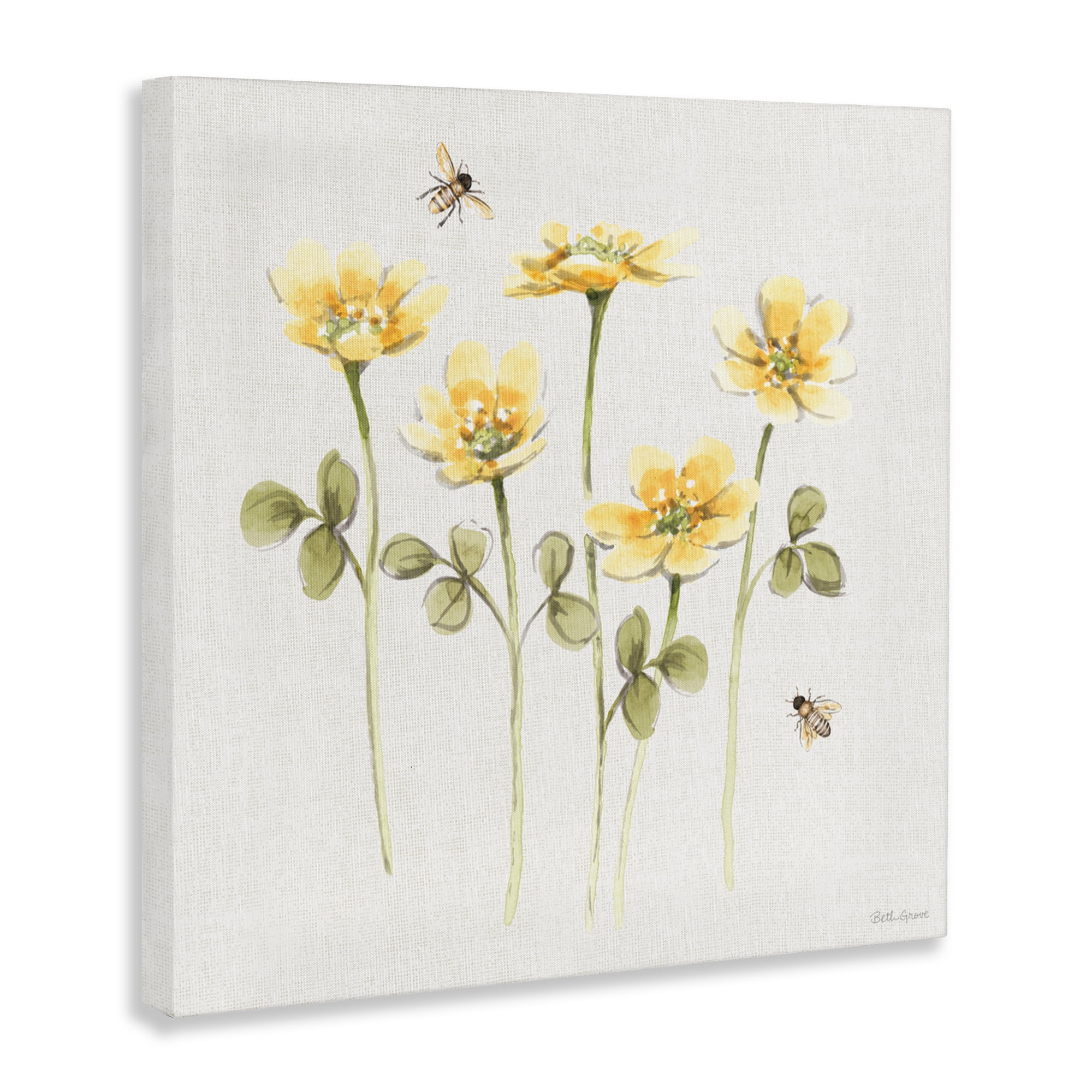 Stupell Industries Sweet Yellow Honey Flowers Canvas Wall Art, design by Beth Grove