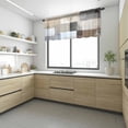thumbnail image 4 of Modern Brown Beige Valance Curtains for Kitchen/Living Room/Bathroom/Bedroom Window, Rod Pocket Small Topper Half Short Window Curtains Voile Sheer Scarf, Grey White Color Blocks 54"x18", 4 of 8