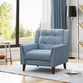 thumbnail image 1 of Noble House Mid-Century Modern Armchair,Tufted Waffle Stitch Upholstery,Blue, 1 of 7