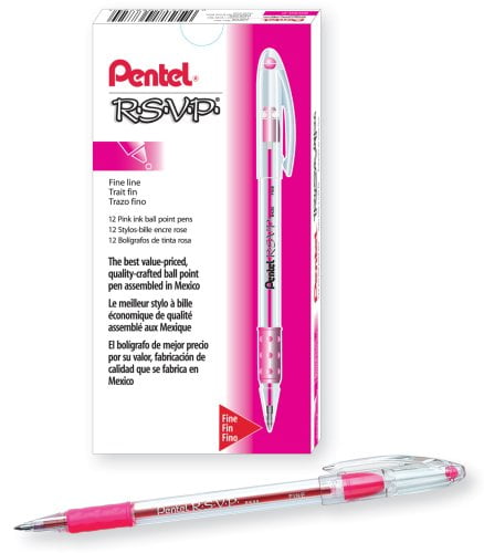 Pentel RSVP Ballpoint Stick Pen Fine Clear Barrel Green Ink Dozen Bk90d 1 for sale online