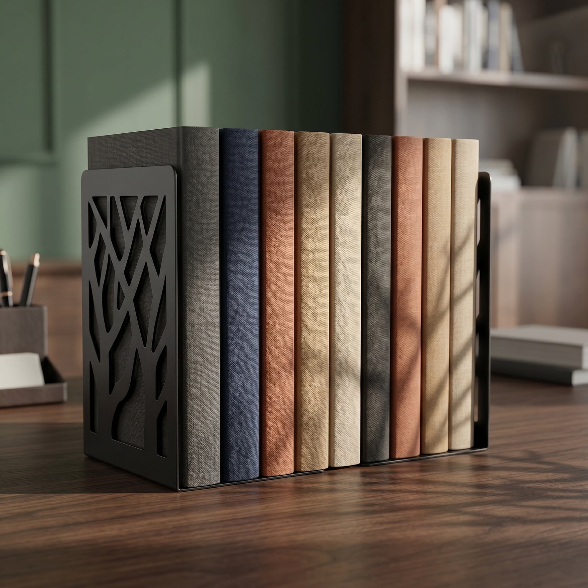 Unique Bargains Metal Bookends for Home Office and Library Black Style D 4.7"x3.5"x6.9"