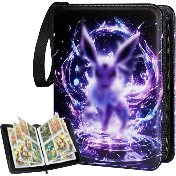 MISSUNNY Trading Card Binder 4 Pocket, Cards Holder with 50 Sleeves Contain 400 Cards, Collection Folder Album