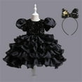 thumbnail image 2 of HIPYLO Christmas Dresses for Teens Black Dress for Wedding Guest Off Shoulder Dress Wednesday Dress Dance Outfits for Girls Gifts for Baby Girl, Black 2-3 Years, 2 of 5