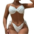 thumbnail image 2 of OSFVNOXV White Bikini Sets for Women 2025 New Trendy Push Up Bra Halter Back Tie Bikini Top and Side String Tie Cross Thong, 2 of 7