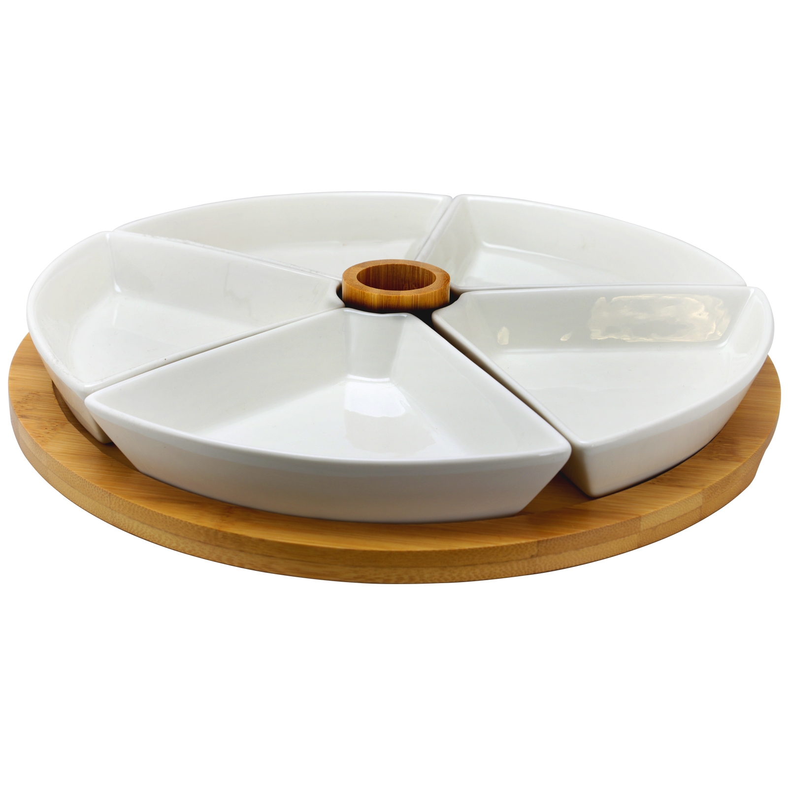 Elama Signature 7 Piece Appetizer Serving Set in White with Bamboo Serving Tray - image 5 of 5