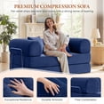 thumbnail image 4 of COOLHUT 63" W Combination Sofa, High Rebound Density Foam Sofa Couch, Two Forms Floor Couch Three Seats Sofa Bed for Living Room, Bedroom, NavyBlue, 4 of 14