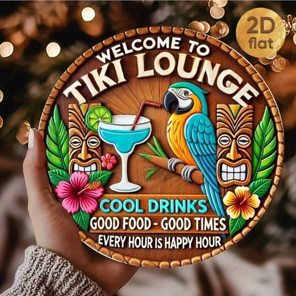HELLOYOUNG Vintage Tin Sign TIKI BAR Welcome Metal Wall Decor 12x8 Inch for Home Bar Man Cave Pub Garage Cafe Retro Rustic Lounge Sign with Pre-Drilled Holes